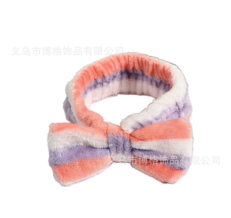 Franela rayas creativas para mujeres lavarse la cara rojo prensar el cabello mariposa cinturón de cabello maquillaje universal simple banda de cabeza