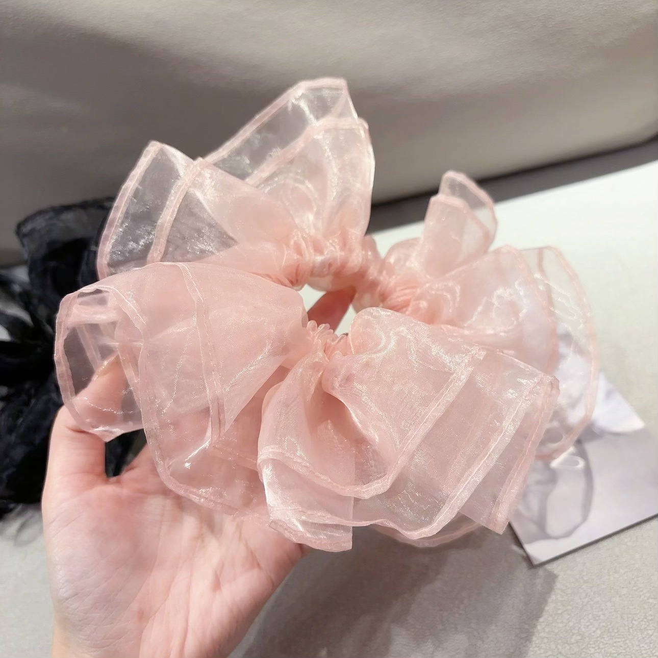 Atmosphärischer, fächerförmiger Haargummi aus Organza im koreanischen Stil, hochwertiges Netzgewebe, Haargummi im Feenrock-Look_voghion.com