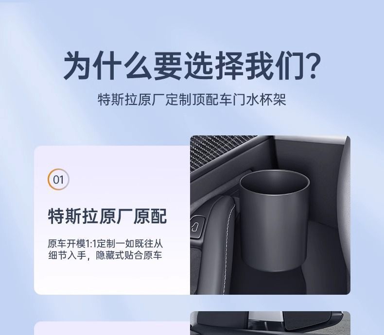Suitable for Tesla Model 3/Y Car Door Cup Holder, Door Handle Storage Box, In-Car Cup Holder Modification