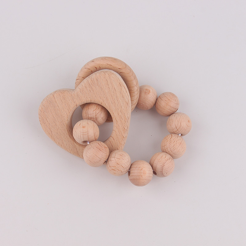 Europa y América niños pulsera de madera animal beech goma de madera perla recién nacido mordida le mordida molar pulsera