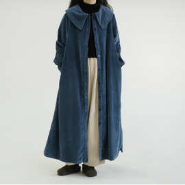 东大门春季宽松长袖连衣裙秋装复古灯芯绒氛围感显瘦休闲长裙6002