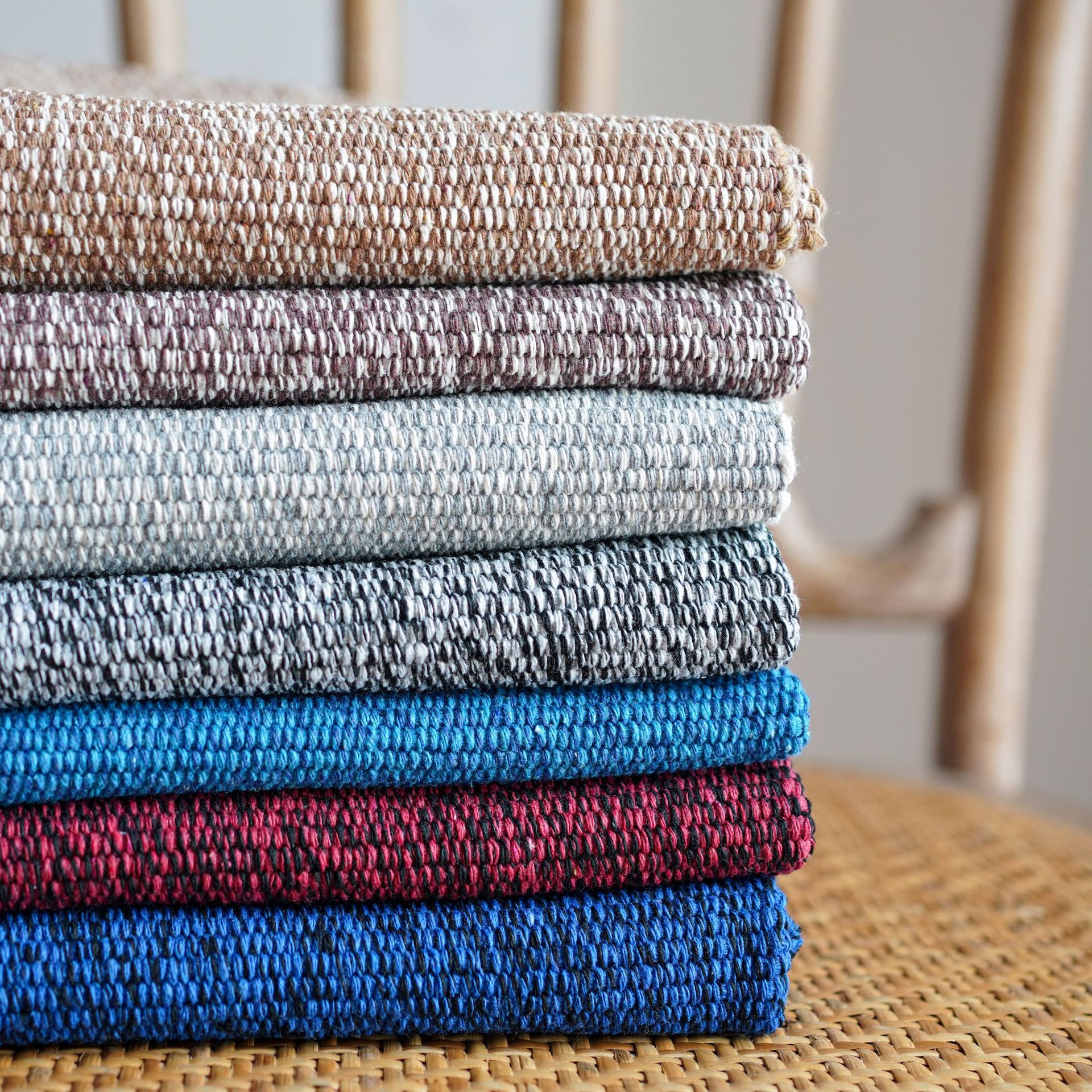 면 짠 린넨 컬러 시리즈 현관 매트 주방 매트 간단한 원사 염색 침실 거실 커피 테이블 담요 침대 옆 매트