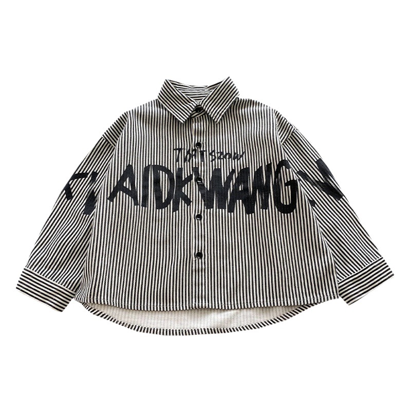 Camisa para niños camisa blanca para niños primavera y otoño 2024 primavera nuevos niños estilo coreano camisa a rayas de moda
