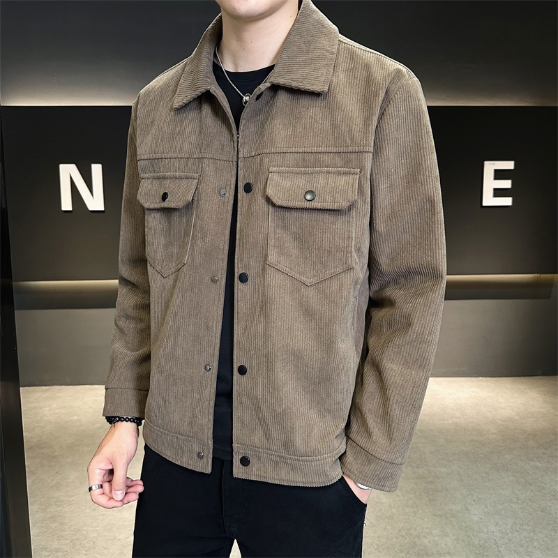 Herren Corduroy Arbeitsjacke Locker Geschnitten Für Herbst Frühling_voghion.com