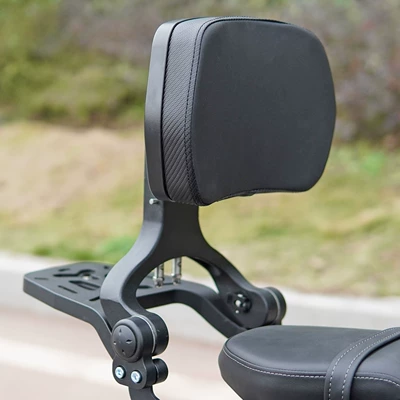 Folding Backrest Canvas Side Bag Motorcycle bumper - upgraded-type-a-flat-aluminum-alloy-folding-black-backrest-tail-rack