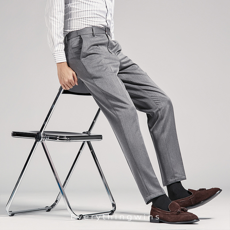 Pantalones de traje de los hombres de traje recto sin planchar pantalones de traje de los hombres image 5
