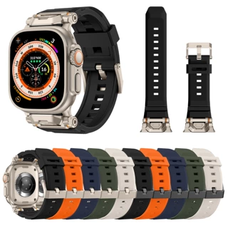 适用苹果手表12345678910代Apple watch开拓金属头粒液态硅胶表带