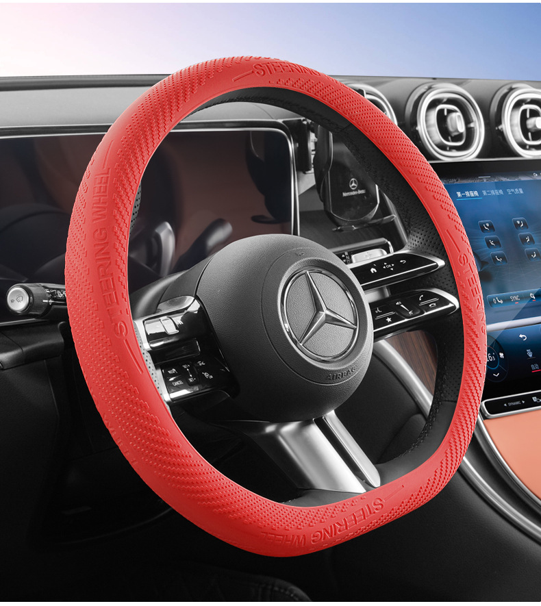 Car Steering Wheel Cover Food Grade Liquid Silicone Ultra-Thin Anti-Slip Dust-Proof Anti-Sweat Ice-Feel Handle Cover Universal for All Seasons