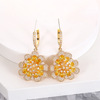 Retro golden earrings, zirconium, 2022, trend of season, European style, light luxury style