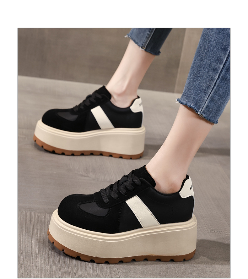 Giày thể thao nữ đế dày nâng chiều cao, sneaker chunky đế bánh mì mềm — màu đen chi tiết 15