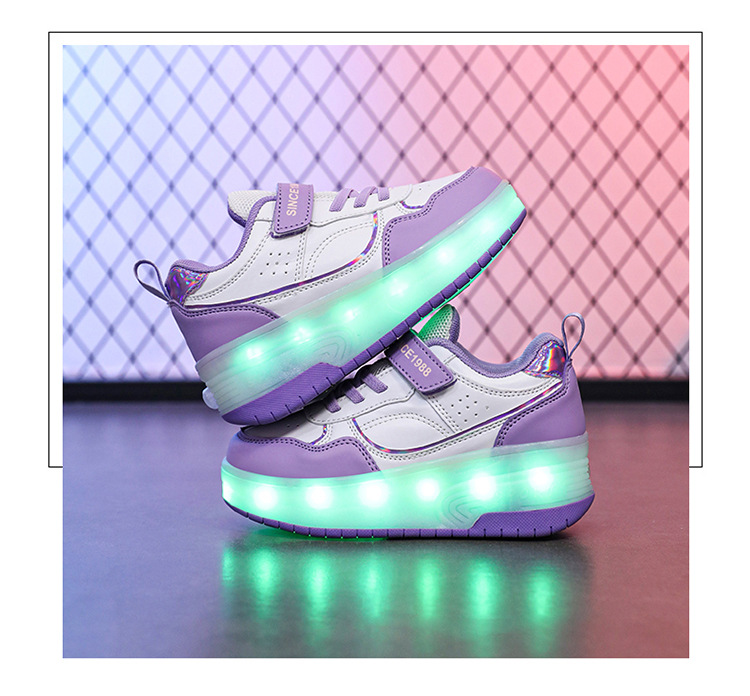 Kinder-Rollschuhe mit zwei Rädern für Jungen und vier Räder, explosive Laufschuhe für Teenager, Rollschuhe für Mädchen_voghion.com
