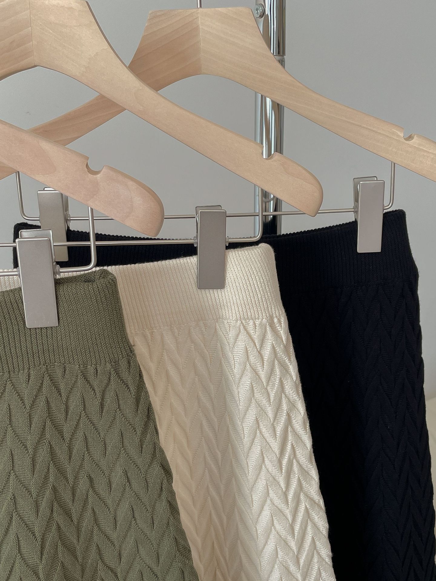 迷人毛针织半身裙 早秋设计感小众中长款裙子优雅高腰纯色a字裙潮