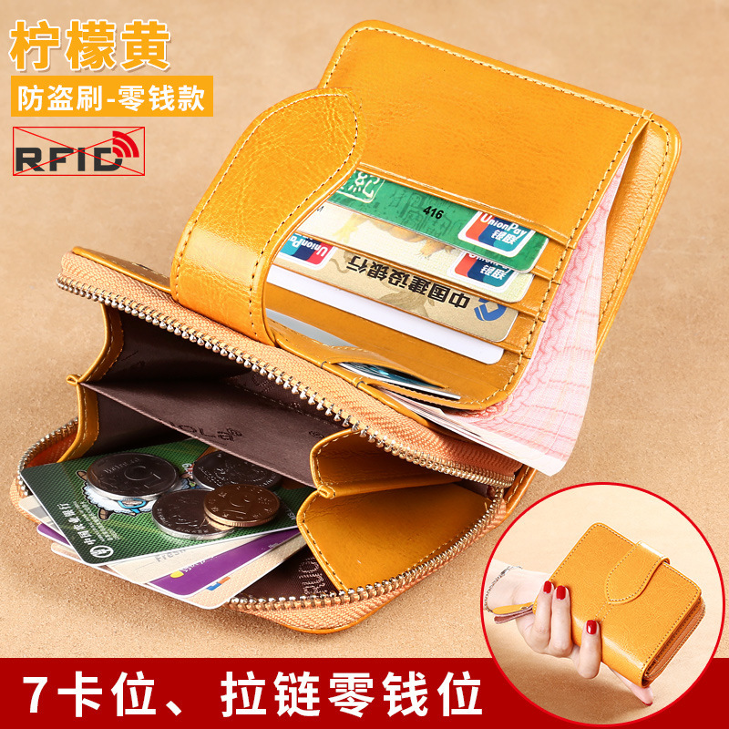 Cartera corta, bolso de cambio, bolso de tarjetas de cuero real, bolso pequeño, bolso de mujer, bolso de cuero compacto, cuero de vaca