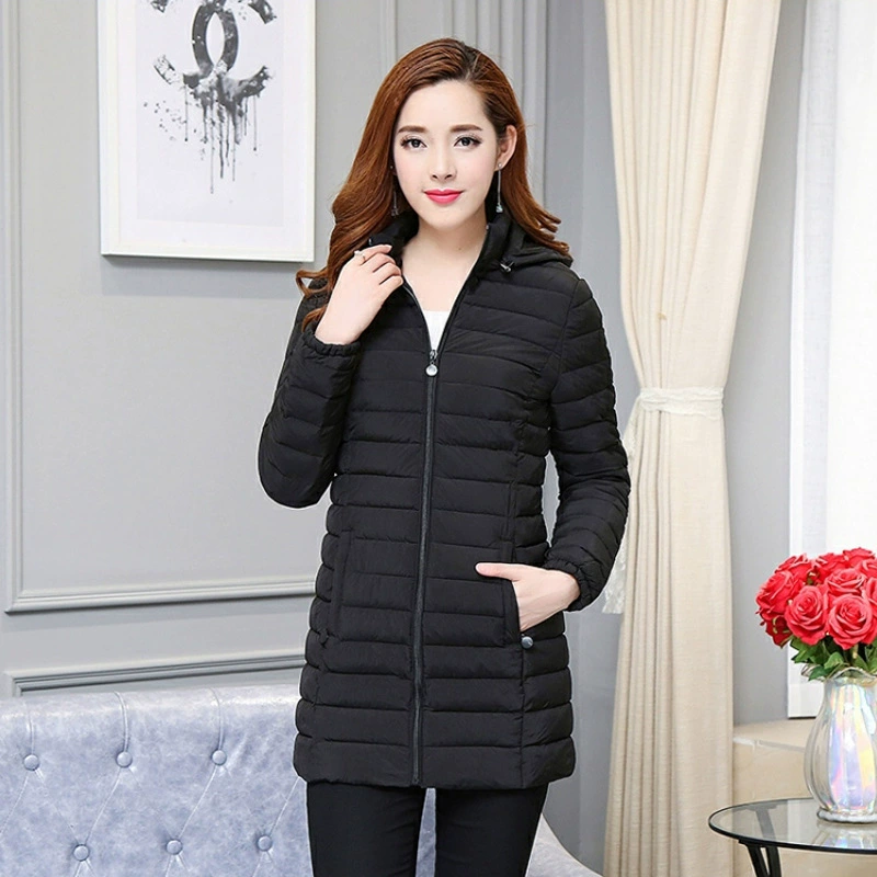 Long winter down jacket with down for mother, plus size, increased thickness, mid-length, for middle age