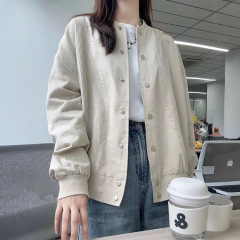 灯芯绒拼接外套美式复古秋冬棒球服设计感宽松休闲百搭上衣批发