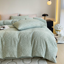 轻奢A类三层纱全棉四件套色织磨毛提花精梳棉纯棉被套床单床上用