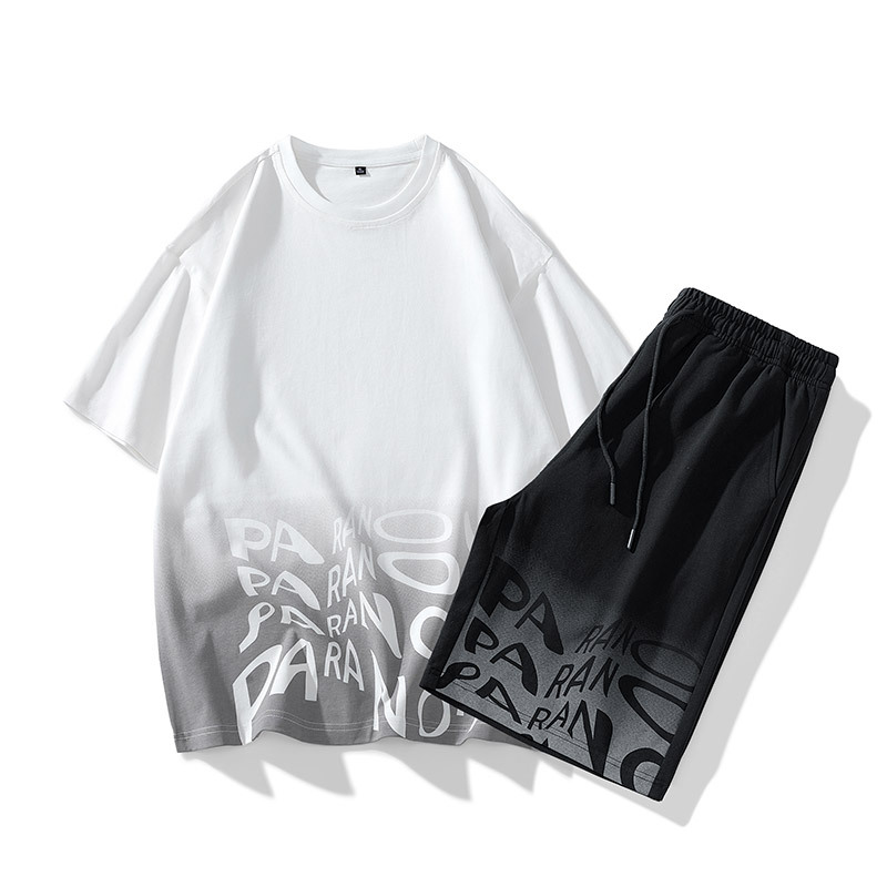 Men's Clothing Cross border exclusive summer short sleeved suit for men, casual sportswear, trendy and handsome ice silk T shirt for men_voghion.com