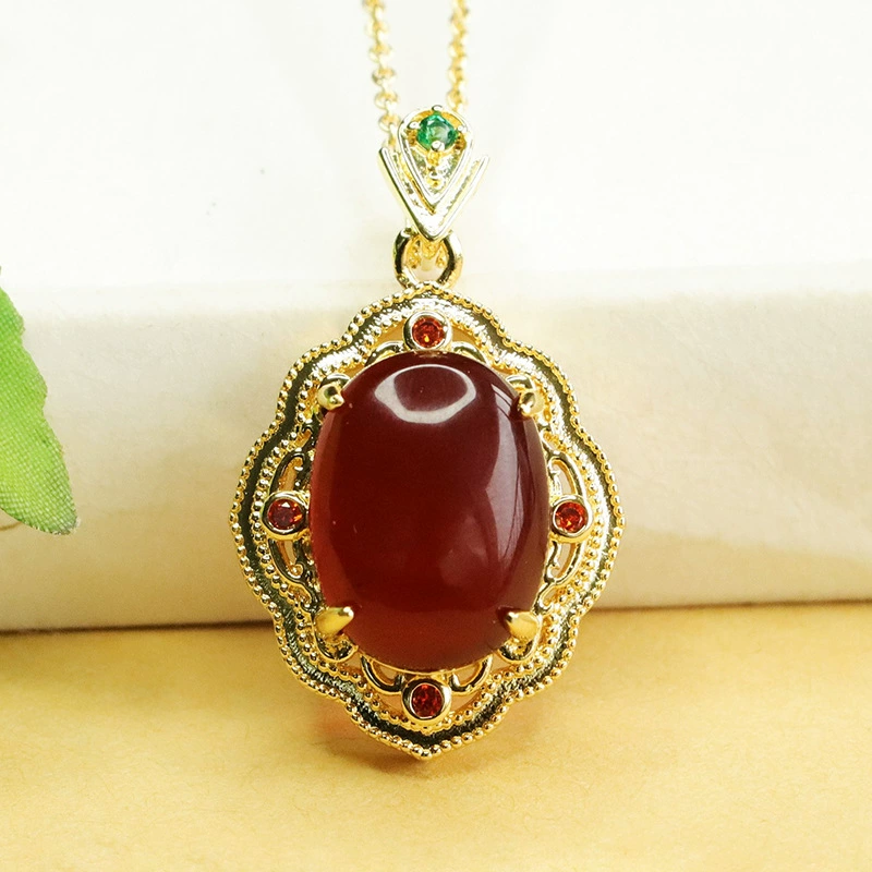 Aiyu натуральный янтарь кулон кровавый ожерелье ожерелье женский винтажный ювелирный завод оптом AY4031205