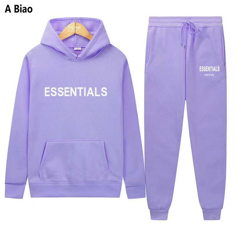 Свитшот-комплект (Fear of God ESSENTIALS) унисекс с двойной линией и бархатной худи & джоггеры, размеры S–XXXL