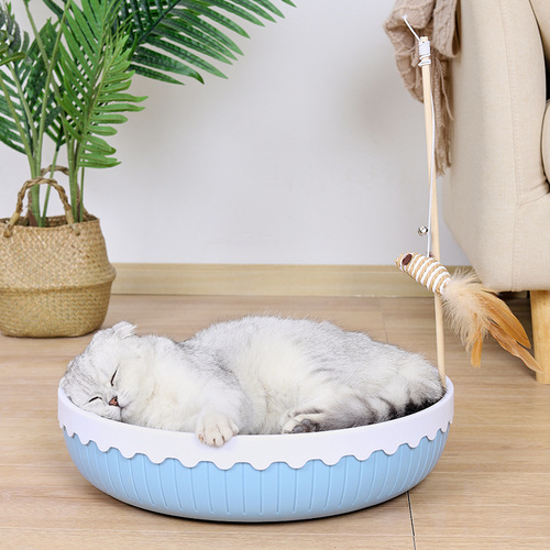 Cat scratching board nest corrugated paper bowl-shaped cat nest pad cat paw board rubbing cat toys cat supplies plastic shell cat teasing stick