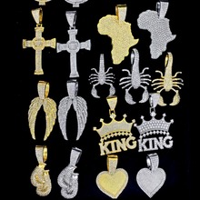 欧洲北美新款合金男士吊坠 男式酷炫说唱潮人跨境嘻哈古巴链批发