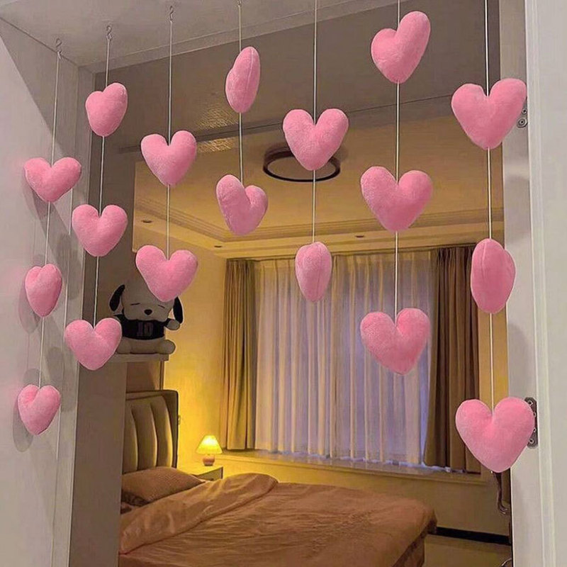 Girl White Love Decorative Hanging Curtain Door Curtain Advanced Sense Living Room Entrance Bathroom Decorative Bedroom Hanging Curtain