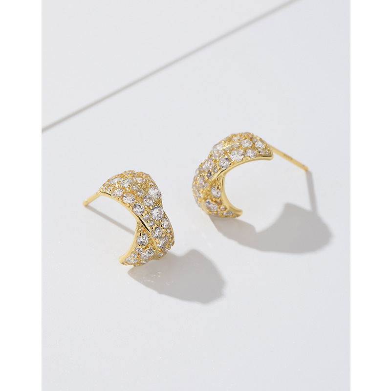 Pendientes de diamantes de oro plata esterlina 925 luz nicho de lujo temperamento de alto grado micro incrustaciones pendientes de circón pendientes transfronterizos