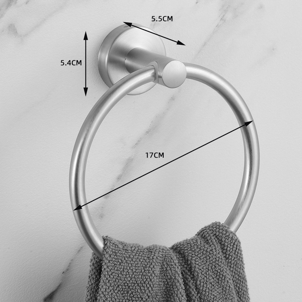 Amazon sin perforaciones para baño redondo Barra de toalla anillo de toalla gancho de toalla de mano transfronterizo Negro