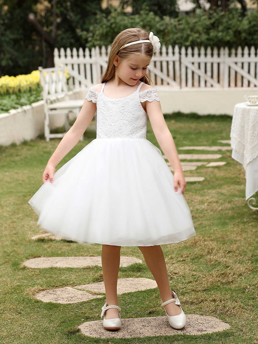 Nuevo vestido de novia para niños transfronterizos europeos y americanos, actuación de piano de encaje para niñas, anfitrión de cumpleaños, vestido de princesa esponjoso