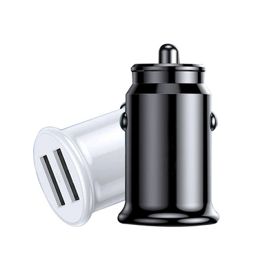 Car Mobile Phone Charger Fast Charging Head Transparent Business Car Charger Pd25W Converter Dual USB Flash Charging Cigarette Lighter (Mobil şarj cihazları) - bare-metal-opp-bag-24a-dual-usb-mini-black