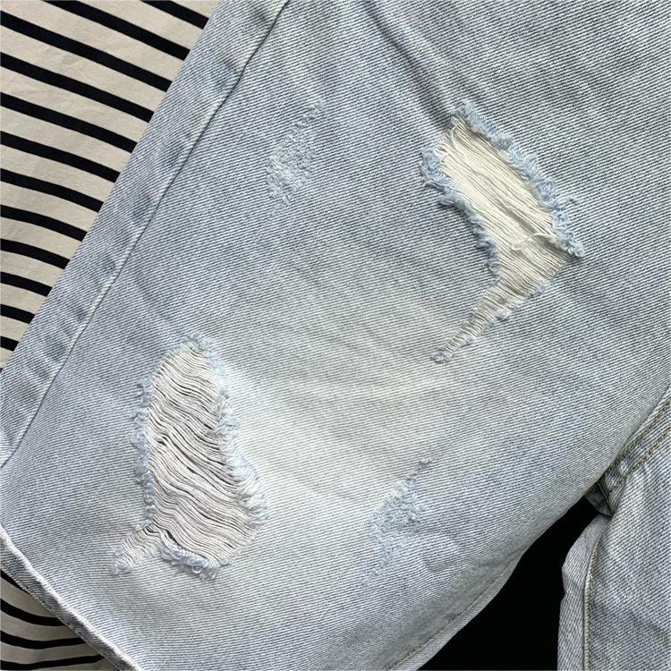 Ripped Five-point Jeans Men's High Street Trendy Brand Light Color Retro Beggar Summer Thin Plagianist Handsome Vibe Style Short Pants