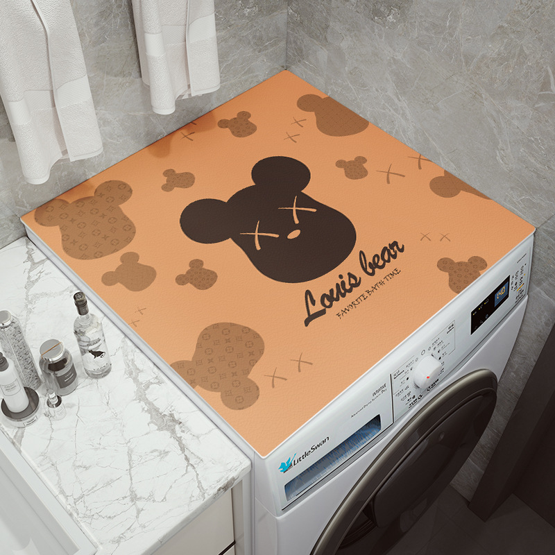 Lavadora cubierta de polvo almohadilla de cuero imitación luz lujo microondas horno refrigerador impermeable a prueba de aceite mesita de noche almohadilla protectora desechable