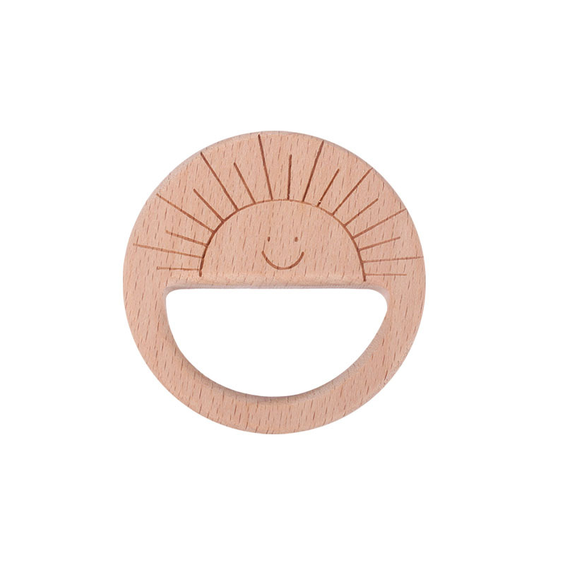 Nuevo bebé suministros juguete de haya mordedor bebé molar mordedor pulsera DIY Smiley sol láser talla