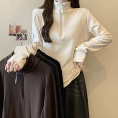 大码胖mm2025冬季新款别致加厚磨毛卫衣女小个子内搭长袖上衣