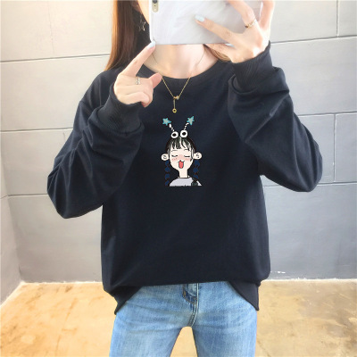 Foreign trade Cross border Women's wear T-shirts Long sleeve Sweater Thin section Large Chaopai 2021 Spring and autumn season student new pattern