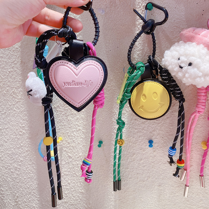 Unisex Gender Korean Style Heart Shape Mixed Materials Unisex Bag Pendant Keychain