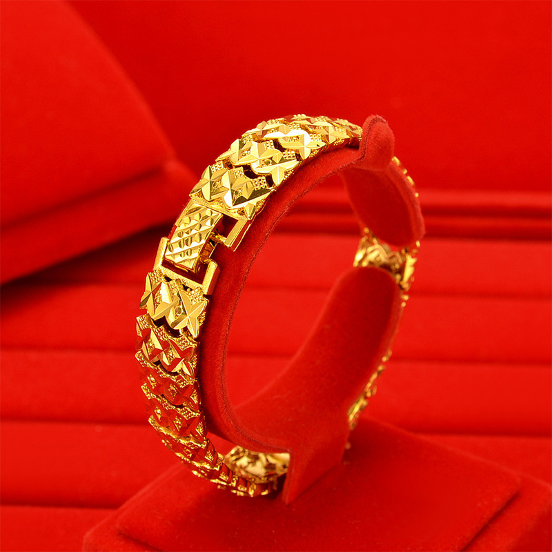 European and American Cross-border Fashion Trend Southeast Asian high quality Men's 24k Pure Copper Gold-plated Imitation Gold European and American Men's Bracelet