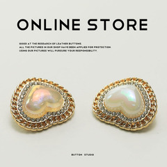 MOSN 小香名媛風愛心帶鑽AB彩紐扣西裝外套皮草大衣毛衣金屬扣子