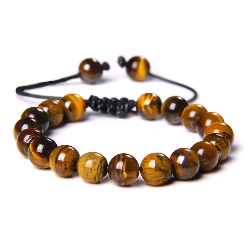 Tiger's Eye Stone Woven Bracelet for Women, Semi-Precious Stone Beads, Adjustable Pulsera, Yoga Energy Jewelry, Stackable