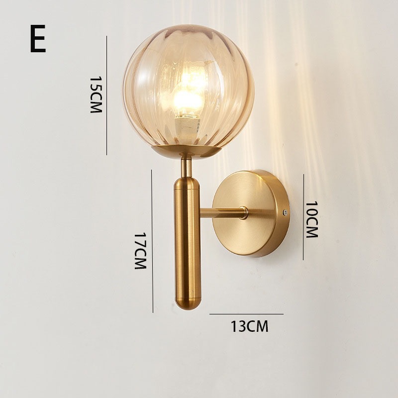 Lámpara de Pared Interior para Pasillo de Aluminio y Vidrio con Interruptor de Perilla para Dormitorio y Balcón