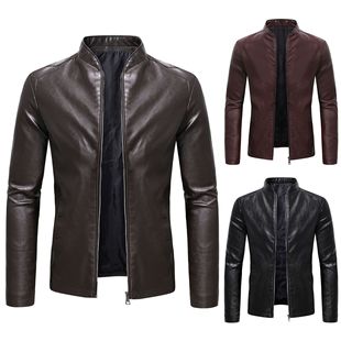 Autumn and Winter 2022 mainly promote foreign trade locomotive slim fit youth stand collar business casual leather jacket jacket men