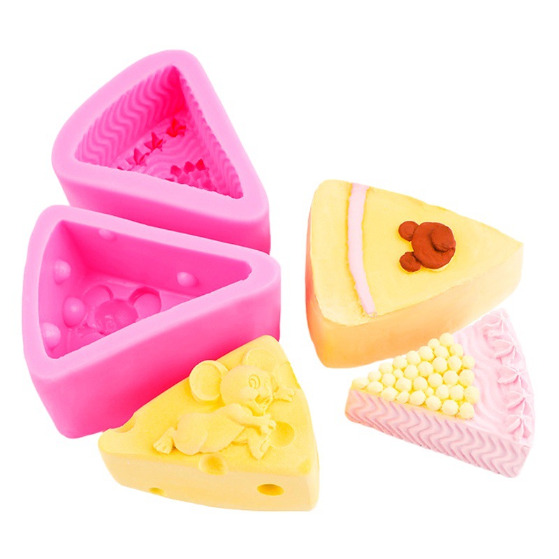 Triángulo queso ratón oso pastel queso forma silicona molde hecho a mano mousse pastel pudín postre molde