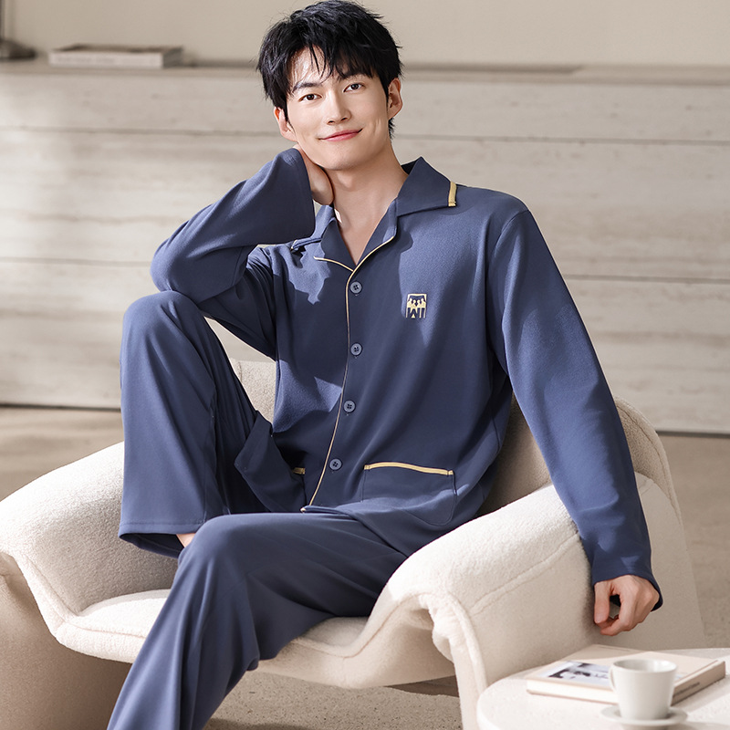 Y74006 카라넥 긴팔 잠옷