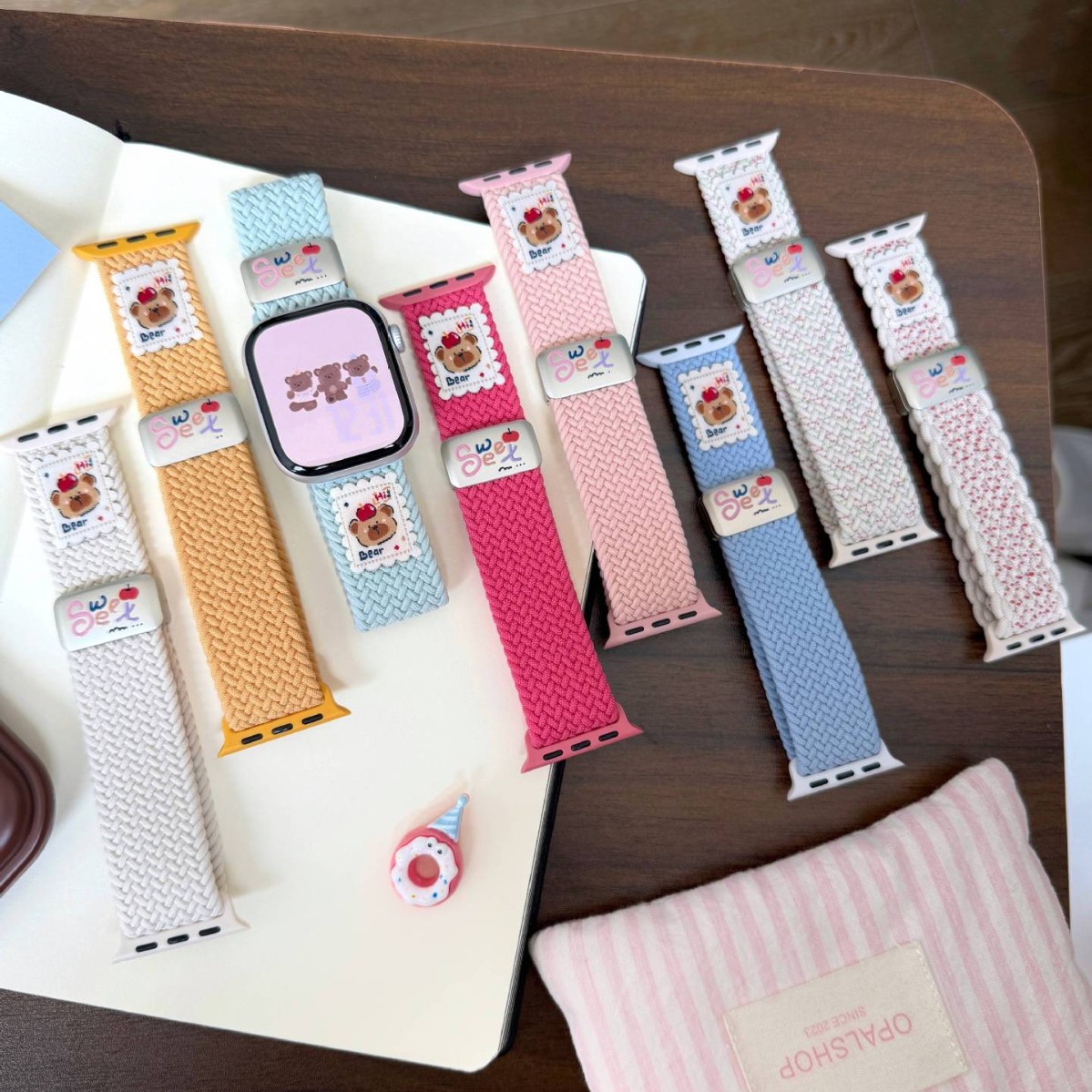 Bear Nylon Braided Magnetic Buckle Strap for Apple watch56789S10 Watch Wristband Apple Strap