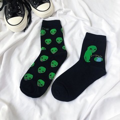 Alien Socks for Men and Women - Black Mid-Calf Socks, Ins Trendy Korean Style, Personality Creative Summer Student Socks, Harajuku Style