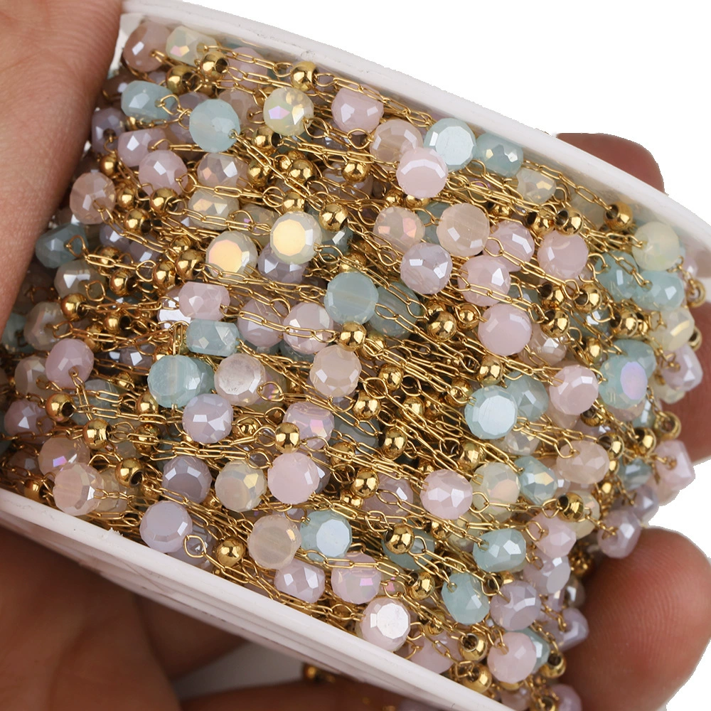 Crystal bracelet stainless steel, beaded bracelet, bar, 4mm, DIY