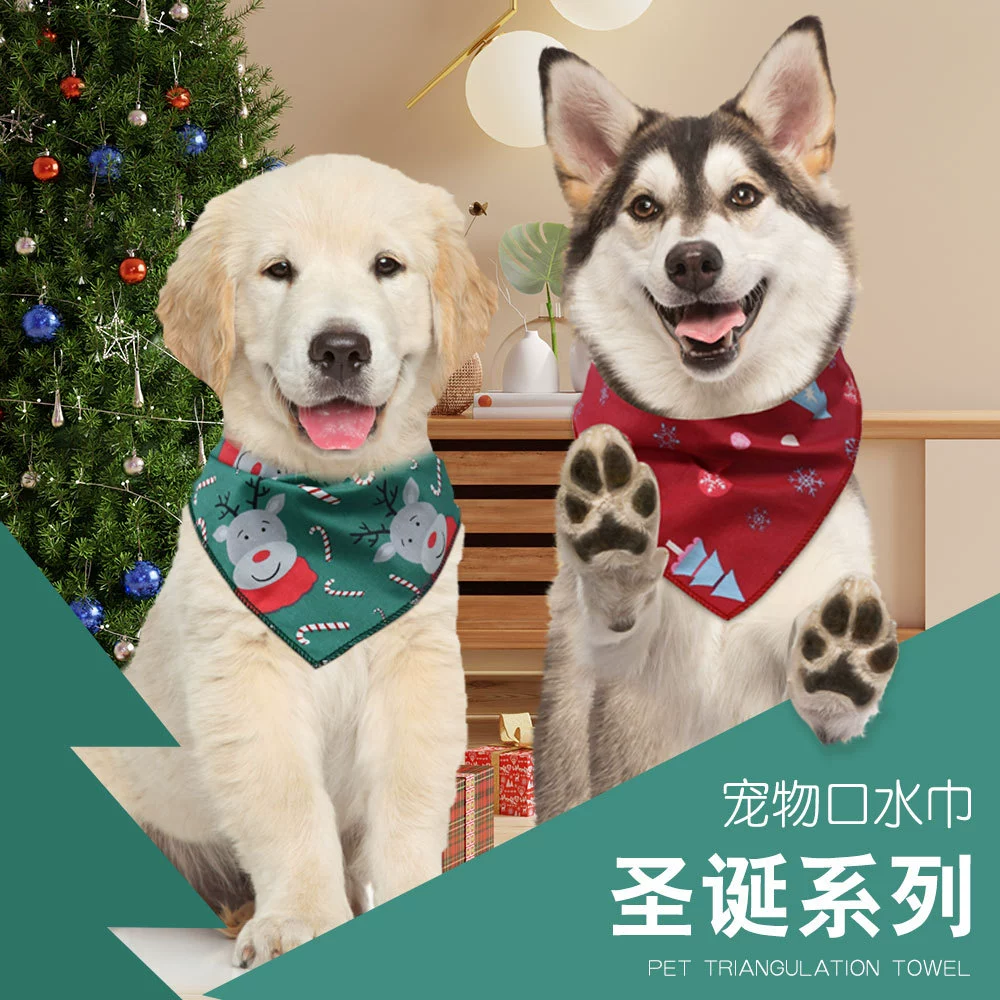 Трансграничные новые рождественские домашние животные рот полотенце полностью очищены кошка собака универсальный шарф праздник платье треугольник оптовая продажа