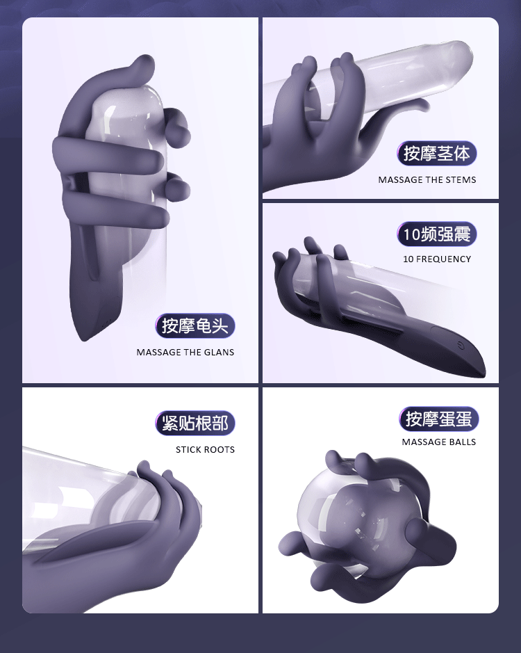 10-Frequency Vibrating Male Masturbator Cup with Button Control and Silicone Sleeve — detail image 5
