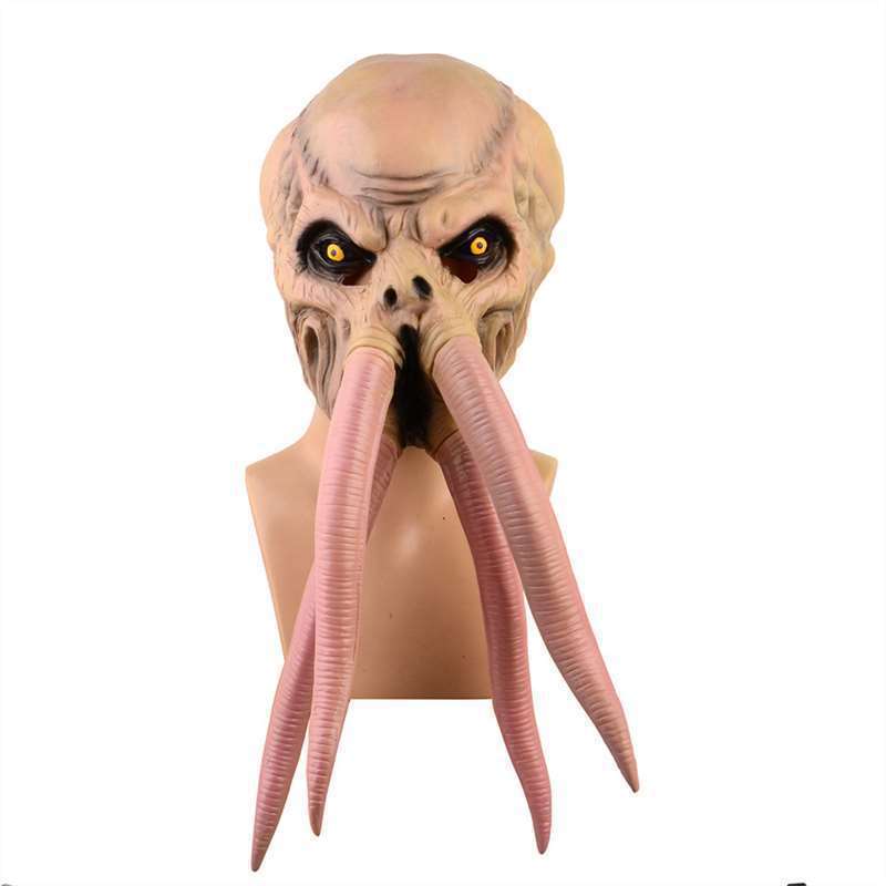 万圣节新博德之门面具夺心魔头套乌贼章鱼头罩八爪鱼装扮头套道具
