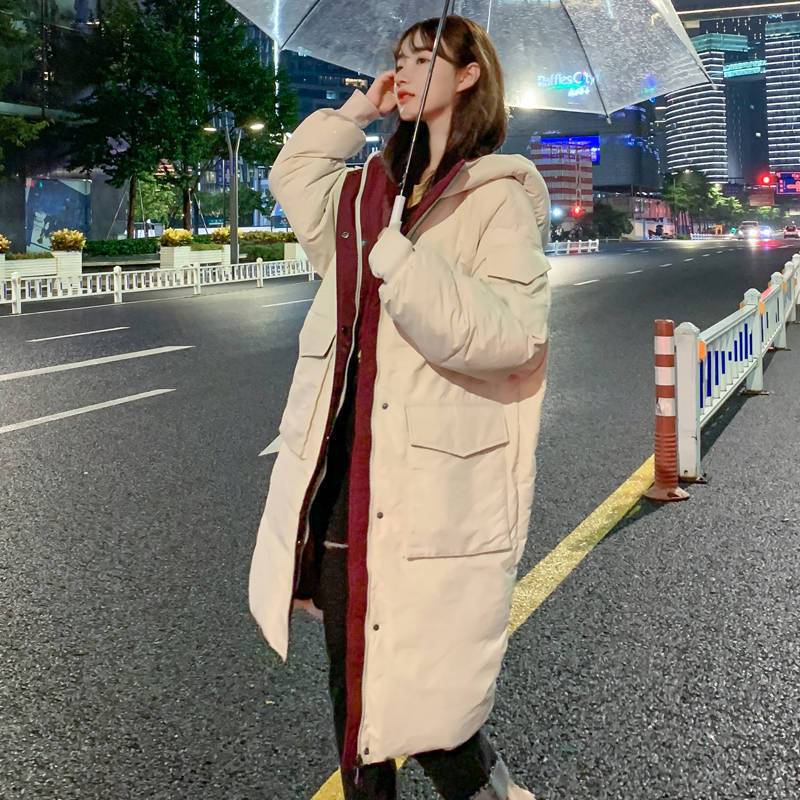 新款过膝羽绒棉服女中长款加大码外套加厚棉衣韩版宽松面包服|undefined